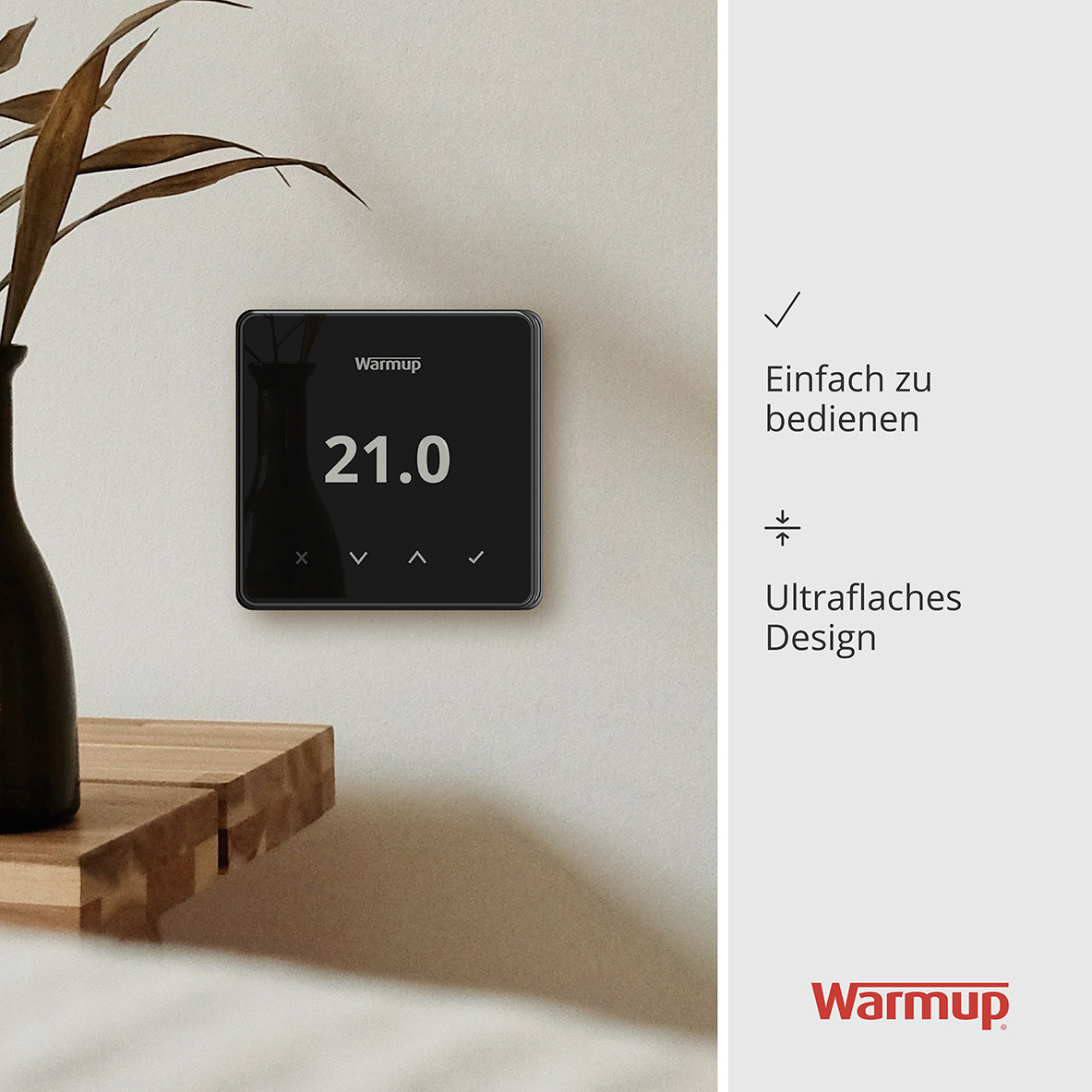 Warmup Smart Element WLAN thermostaat zwart inclusief vloersensor