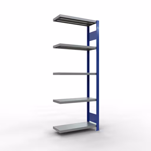 Aanbouwrekken, rekken, insteeksysteem MULTIplus250, 2000 x 750 x 300 mm, 5 legborden, lengtestangen, RAL 5010 gentiaanblauw/verzinkt/verzinkt van Schulte Lagertechnik uit het assortiment insteeksysteem
