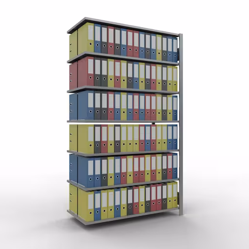 Aanbouwrekken, kantoorrekken, insteeksysteem MULTIplus150, 2300 x 1300 x 600 mm, 7 legborden, lengtestangen, verzinkt, zonder middenaanslag van Schulte Lagertechnik uit het assortiment kantoorrekken