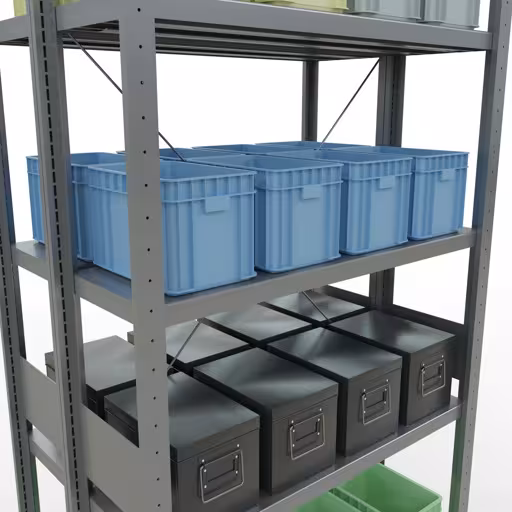 Productafbeelding nr. 7 van het artikel Basisplank, dubbele plank, stellingsysteem MULTIplus250, 3000 x 1000 x (2x300) mm, 2x7 planken, kruisschoor, verzinkt uit het assortiment stellingrekken van het merk Schulte Lagertechnik