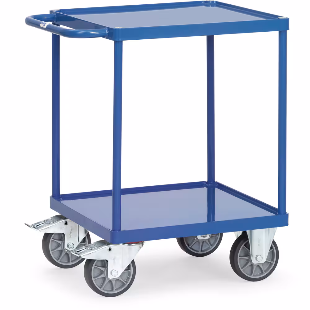 Tafelwagen 2496W - plaatstaal, stalen buis en gelaste stalen profielen, gepoedercoat in glanzend blauw RAL 5007 van het merk Fetra uit het assortiment transportsystemen