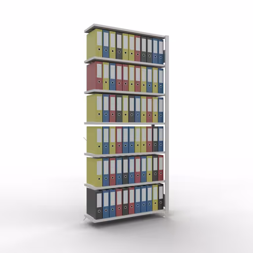 Productafbeelding nr. 13 van het artikel Aanbouwstelling, kantoorstelling, insteeksysteem MULTIplus85, 2300 x 1000 x 300 mm, 7 legborden, kruisschoor, zonder aanslaglijst, lichtgrijs Figuur nr. 13 van het artikel, kantoorrekken, insteeksysteem MULTIplus85, 2300 x 1000 x 300 mm, 7 planken, zonder aanslaglijst, lichtgrijs uit de productgroep kantoorrekken van Schulte Lagertechnik.