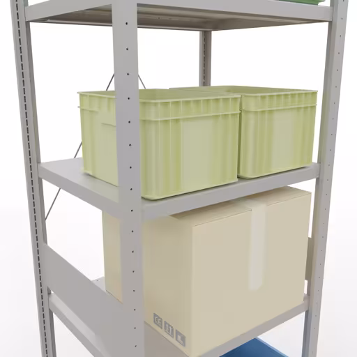 Productafbeelding nr. 15 van het artikel basisplank, legbord, insteeksysteem MULTIplus250, 3000x750x600 mm (HxBxD), 7 legborden, kruisschoor, RAL 7035 lichtgrijs Figuur nr. 15 van het artikel basisplank, legbord, insteeksysteem MULTIplus250, 3000 x 750 x 600 mm, 7 legborden, kruisschoor, RAL 7035 lichtgrijs uit de productgroep insteeksysteem van Schulte Lagertechnik.