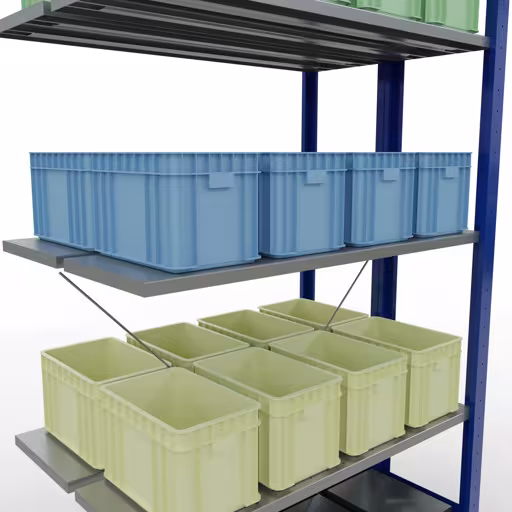 Aanbouwrekken, dubbele rekken, stellingsysteem MULTIplus150, 2000 x 1000 x (2x300) mm (HxBxD), 2x5 planken, kruisschoor, RAL 5010 gentiaanblauw met artikelnr. 32735-B Aanbouwrekken, dubbele rekken, rekkensysteem MULTIplus150, 2000 x 1000 x (2x300) mm, 2x5 planken, RAL 5010 gentiaanblauw van Schulte Lagertechnik uit de categorie rekken