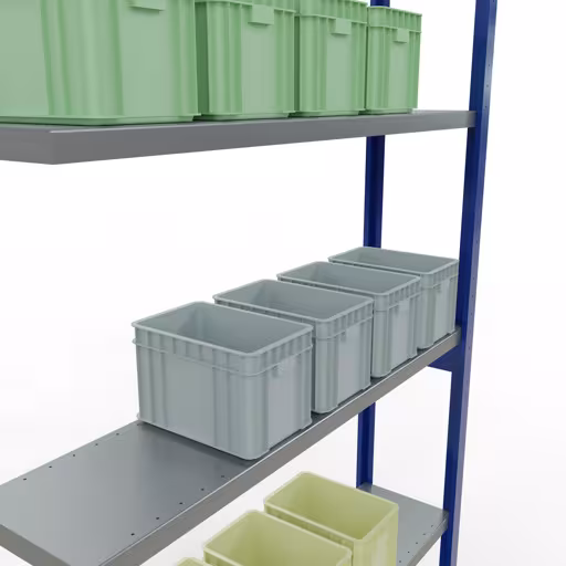 Extra afbeelding van het artikel Aanbouwplank, legbord, insteeksysteem MULTIplus250, 3000 x 1300 x 300 mm, 7 legborden, RAL 5010 gentiaanblauw/verzinkt vanaf aanbouwplank