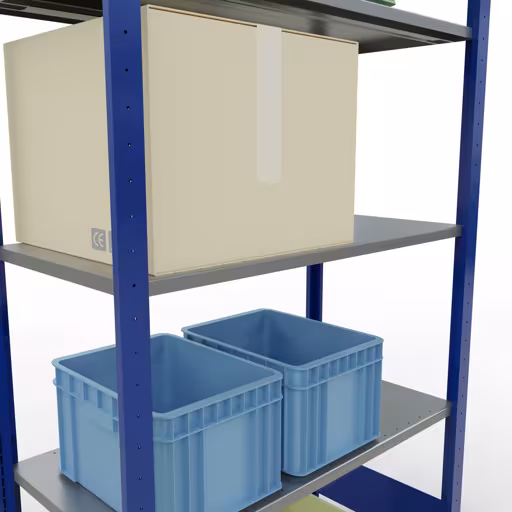 Basisplank, legbord, insteeksysteem MULTIplus150, 2000 x 1000 x 500 mm, 5 legborden, lengtestangen, RAL 5010 gentiaanblauw/verzinkt met GTIN 4004514280367 Basisplank, legplank, insteeksysteem MULTIplus150, 2000 x 1000 x 500 mm, 5 legborden, lengtestangen, RAL 5010 gentiaanblauw/verzinkt van Schulte Lagertechnik met het artikelnr. 12750-LR-B