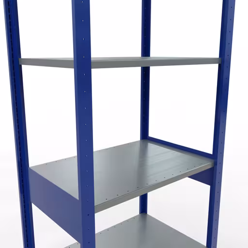 Extra afbeelding van het artikel Basisplank, legplank MULTIplus150 insteeksysteem, 2500 x 750 x 500 mm, 6 legborden, lengtestangen, RAL 5010 gentiaanblauw/verzinkt/verzinkt vanaf basisplank