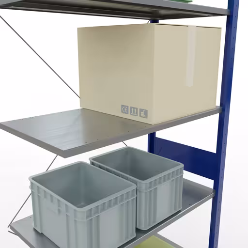 Productafbeelding nr. 8 van het artikel aanbouwplank, legbord, insteeksysteem MULTIplus150, 3000 x 1000 x 500 mm, 7 legborden, RAL 5010/verzinkt uit het insteeksysteem-assortiment van Schulte Lagertechnik