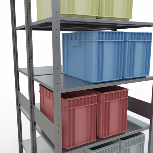 Afbeelding nr. 15 van het artikel basisrek, dubbel legbord, legbordinsteeksysteem MULTIplus150, 3000 x 1000 x (2x600) mm, 2x7 legborden, lengtestangen, verzinkt uit de productgroep legbordstellingen van Schulte Lagertechnik