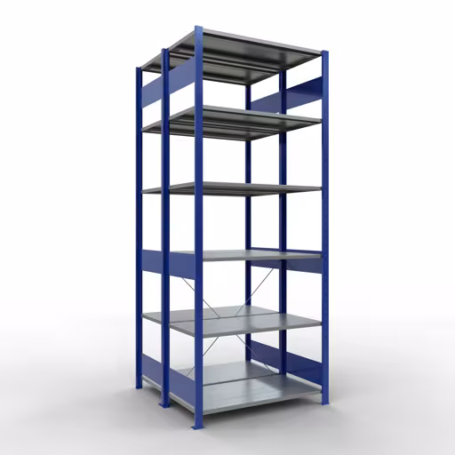 Andere weergave van het artikel basisplank, dubbele plank, rekkensysteem MULTIplus150, 2500 x 1000 x (2x500) mm, 2x6 planken, kruisschoor, RAL 5010 gentiaanblauw uit de categorie rekken