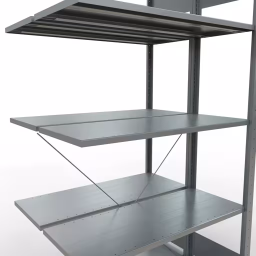 Afbeelding nr. 7 van het artikel aanbouwstellingen, dubbele stellingen, stellingstellingen, insteeksysteem MULTIplus150, 2000 x 1000 x (2x400) mm, 2x5 planken, verzinkt uit de stellingstelling productgroep van Schulte Lagertechnik