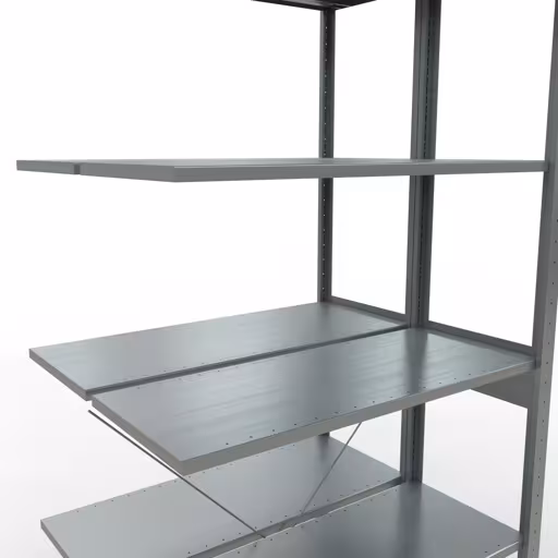 Productafbeelding nr. 16 van het artikel Aanbouwplank, dubbele plank, rekkensysteem MULTIplus150, 2500 x 1000 x (2x400) mm (HxBxD), 2x6 planken, kruisschoor, verzinkt Afbeelding nr. 16 van het artikel aanbouwstelling, dubbele stelling, stellingstelling insteeksysteem MULTIplus150, 2500 x 1000 x (2x400) mm, 2x6 legborden, kruisschoor, verzinkt uit de stellingstelling productgroep van Schulte Lagertechnik