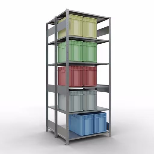 Productafbeelding nr. 14 van het artikel basisplank, dubbele plank, stellingplank insteeksysteem MULTIplus150, 2500 x 1000 x (2x500) mm (HxBxD), 2x6 planken, lengtestangen, verzinkt Afbeelding nr. 14 van het artikel basisplank, dubbele plank, legplank-insteeksysteem MULTIplus150, 2500 x 1000 x (2x500) mm, 2x6 legborden, lengtestangen, verzinkt uit de productgroep legborden van Schulte Lagertechnik