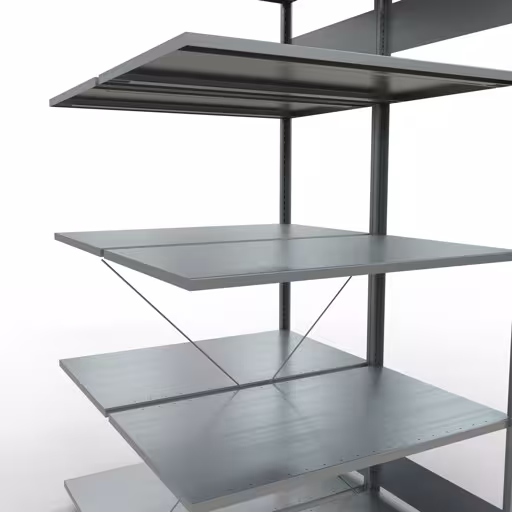 Productafbeelding nr. 16 van het artikel Aanbouwplank, dubbele plank, rekkensysteem MULTIplus150, 2000 x 1000 x (2x600) mm (HxBxD), 2x5 planken, kruisschoor, verzinkt Figuur nr. 16 van het artikel aanbouwrekken, dubbele rekken, stellingrek insteeksysteem MULTIplus150, 2000 x 1000 x (2x600) mm, 2x5 planken, kruisschoor, verzinkt uit de stellingstelling productgroep van Schulte Lagertechnik.