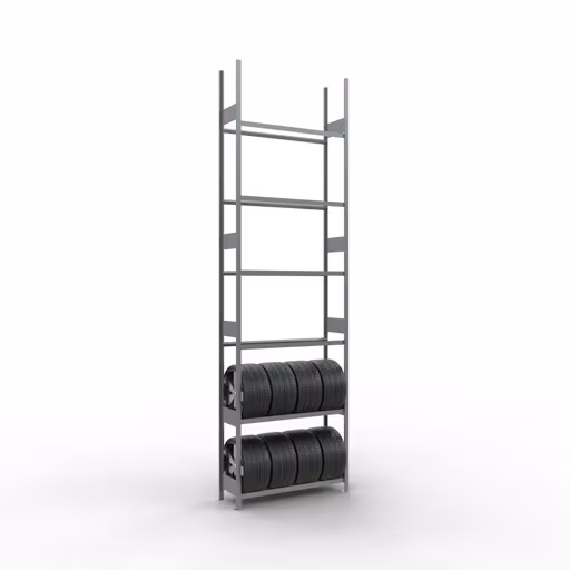 Figuur nr. 12 van het artikel basisrek, wielen-/bandenrek, 4500 x 1300 x 400 mm, verzinkt, 6 opslagniveaus met 150 kg vakbelasting per niveau uit de productgroep legbordstellingen van Schulte Lagertechnik