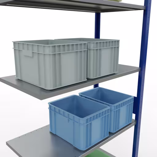 Productafbeelding nr. 13 van het artikel Aanbouwrekken, legbordstellingen, insteeksysteem MULTIplus85, 3000 x 1000 x 500 mm (HxBxD), 7 legborden, lengtestangen, RAL 5010 gentiaanblauw Figuur nr. 13 van het artikel aanbouwrekken, legbordstellingen, insteeksysteem MULTIplus85, 3000 x 1000 x 500 mm, 7 legborden, RAL 5010 gentiaanblauw uit de productgroep insteeksysteem van het merk Schulte Lagertechnik.