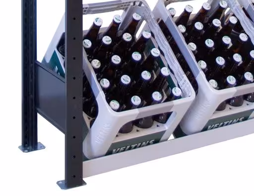 Figuur nr. 10 van het artikel aanbouwrek, krattenrek 1800 x 1.300 x 300 mm, zwart/zilver, 3 niveaus voor 12 drankkratten uit de productgroep schapplanken van Schulte Lagertechnik.