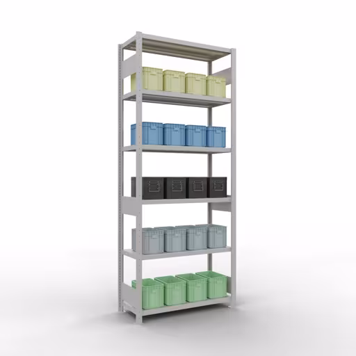 Productafbeelding nr. 12 van het artikel basisplank, legbord, insteeksysteem MULTIplus330, 2500 x 1000 x 400 mm (HxBxD), 6 legborden, lengtestangen, RAL 7035 lichtgrijs Afbeelding nr. 12 van het artikel basisplank, legbord, insteeksysteem MULTIplus330, 2500 x 1000 x 400 mm, 6 legborden, lengtestangen, RAL 7035 lichtgrijs uit de productgroep insteeksysteem van Schulte Lagertechnik