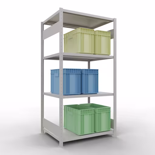 Figuur nr. 14 van het artikel basisrek, legbord, insteeksysteem MULTIplus330, 2000 x 1000 x 800 mm, 5 legborden, lengtestangen, RAL 7035 lichtgrijs uit de productgroep insteeksysteem van Schulte Lagertechnik.