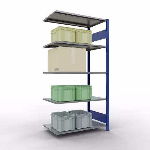 Figuur nr. 8 van het artikel aanbouwrekken, legbordstellingen, insteeksysteem MULTIplus85, 2000 x 1000 x 600 mm, 5 legborden, RAL 5010 gentiaanblauw uit de productgroep insteeksysteem van Schulte Lagertechnik