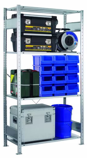 Basisplank, legbord, insteeksysteem MULTIplus150 set, 2000 x 1000 x 400 mm, 4 legborden, kruisschoor, verzinkt van Schulte Lagertechnik uit het assortiment insteeksysteem