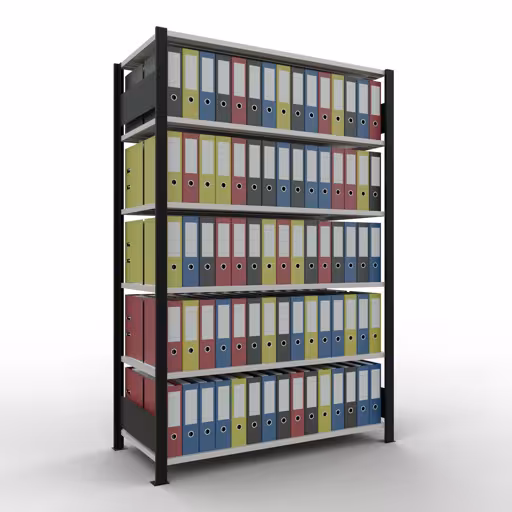 Afbeelding nr. 11 van het artikel, kantoorrekken, insteeksysteem MULTIplus150, 2000 x 1300 x 600 mm, 6 planken, zonder middenaanslag, zwart/lichtgrijs uit de productgroep kantoorrekken van Schulte Lagertechnik
