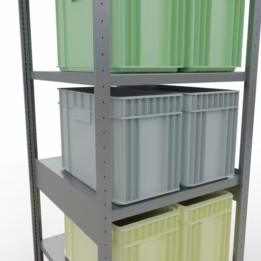 Figuur nr. 13 van het artikel basisrek, legbord, insteeksysteem MULTIplus250, 2500 x 750 x 800 mm, 6 legborden, lengtestangen, verzinkt uit de insteeksysteem productgroep van Schulte Lagertechnik.