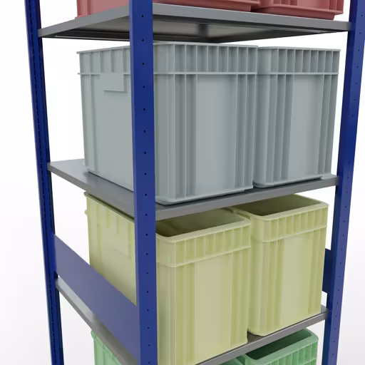 Basisplank, legplank, insteeksysteem MULTIplus150, 3000 x 750 x 800 mm (HxBxD), 7 legborden, lengtestangen, RAL 5010 gentiaanblauw/verzinkt/verzinkt met artikelnr. 12782-75-LR-B Basisplank, legbord, insteeksysteem MULTIplus150, 3000 x 750 x 800 mm, 7 legborden, RAL 5010 gentiaanblauw/verzinkt/verzinkt van Schulte Lagertechnik uit de categorie insteeksystemen