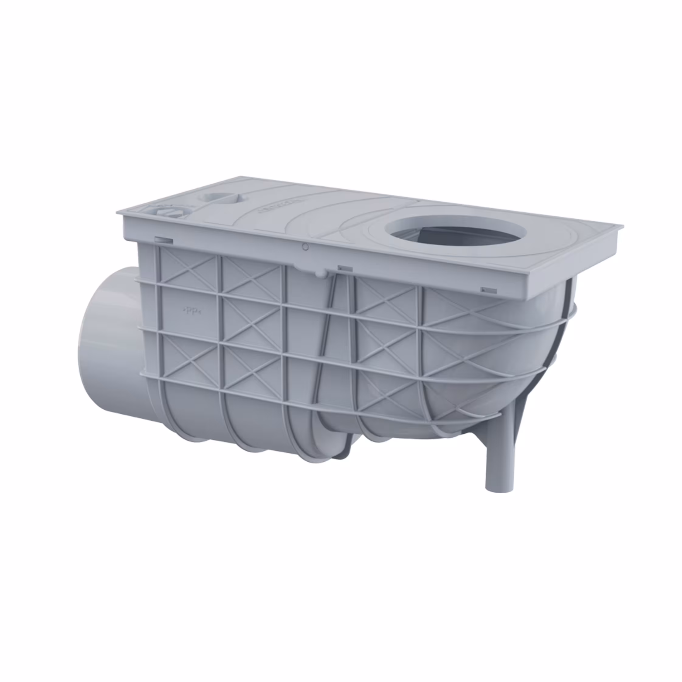 AlcaPlast AGV regengoot | Gootafvoer DN100 grijs met aansluiting Ø80-125mm horizontale aansluiting van AlcaPlast Regenbakboxen DN100 grijs, regenbakboxen, art.nr. AGV3S