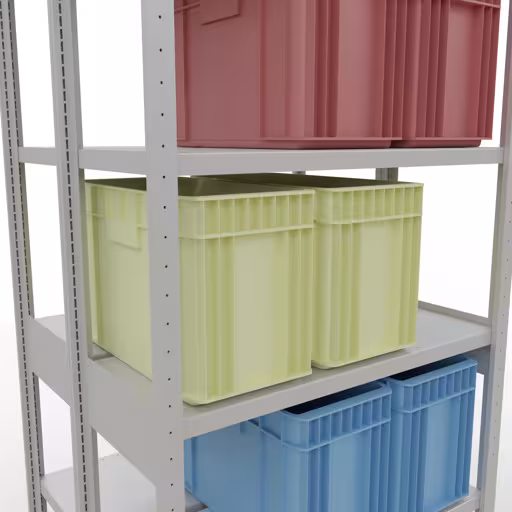 Productafbeelding nr. 16 van het artikel basisplank, dubbele plank, rekkensysteem MULTIplus250, 2500 x 1000 x (2x400) mm, 2x6 planken, RAL 7035 lichtgrijs uit het rekkenprogramma van het merk Schulte Lagertechnik