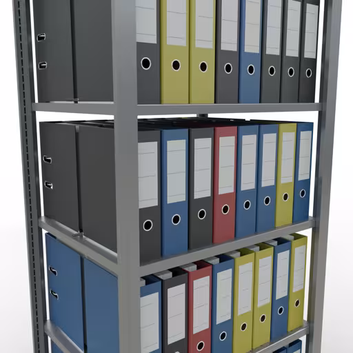 , kantoorrekken, insteeksysteem MULTIplus150, 2000 x 750 x 600 mm, 6 legborden, verzinkt, met middenaanslag van Schulte Lagertechnik uit het assortiment kantoorrekken