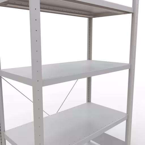 Andere weergave van het artikel Basisplank, legbord, insteeksysteem MULTIplus250, 2000 x 1000 x 500 mm, 5 legborden, kruisschoor, RAL 7035 lichtgrijs uit de categorie insteeksysteem
