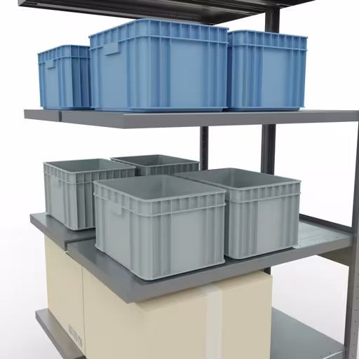 Aanbouwrekken, dubbele rekken, stellingsysteem MULTIplus250, 2500 x 1000 x (2x500) mm, 2x6 planken, kruisschoor, verzinkt met art.nr. 14256-A Aanbouwrekken, dubbele rekken, rekkensysteem MULTIplus250, 2500 x 1000 x (2x500) mm, 2x6 planken, kruisschoor, verzinkt van Schulte Lagertechnik uit de categorie rekken