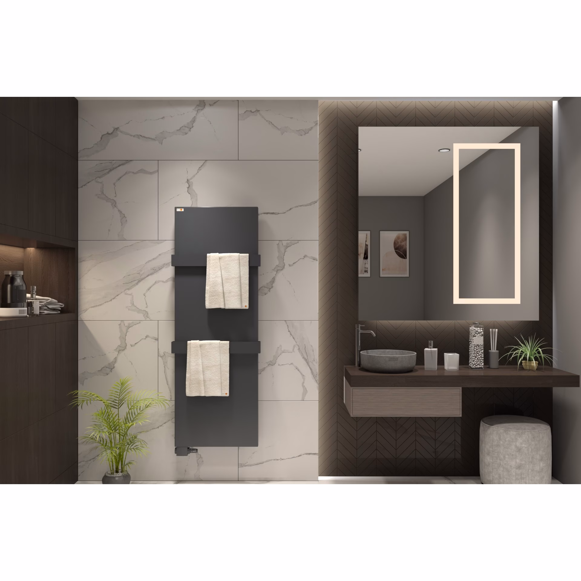 MERT Design Afdekking - Afdekking voor oude badkamerradiatoren van 400x1200 mm, antraciet