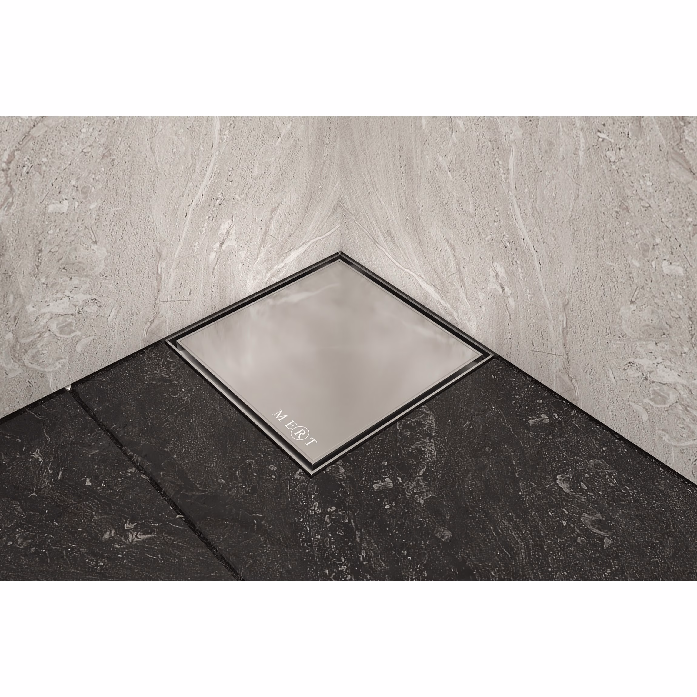 Mert Ultra Flat 20x20 cm vloerafvoer design "Edel", afvoer DIN 50