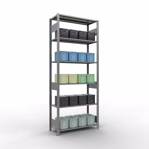 Productafbeelding nr. 14 van het artikel basisrek, legbord, insteeksysteem MULTIplus150, 2500 x 1000 x 400 mm, 6 legborden, verzinkt uit het insteeksysteem assortiment van Schulte Lagertechnik