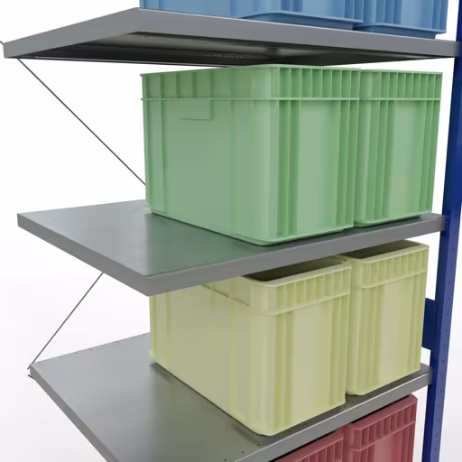 Afbeelding nr. 7 van het artikel aanbouwrekken, legbordstellingen, insteeksysteem MULTIplus330, 3000 x 1000 x 800 mm (HxBxD), 7 legborden, kruisschoor, RAL 5010 gentiaanblauw/verzinkt uit de productgroep insteeksysteem van het merk Schulte Lagertechnik.