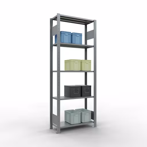 Extra afbeelding van het artikel Basisplank, legbord, insteeksysteem MULTIplus150, 2000 x 750 x 300 mm (HxBxD), 5 legborden, lengtestangen, verzinkt Extra afbeelding van het artikel Basisplank, legplank, insteeksysteem MULTIplus150, 2000 x 750 x 300 mm, 5 legborden, verzinkt vanaf basisplank