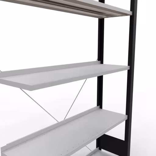 Aanbouwrekken, kantoorrekken, insteeksysteem MULTIplus85, 1800 x 1000 x 300 mm, 5 planken, dwarsschoor, met aanslaglijst, zwart/lichtgrijs van Schulte Lagertechnik met artikelnr. 36004-S
