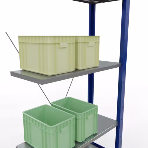 Productafbeelding nr. 11 van het artikel aanbouwplank, legbord, insteeksysteem MULTIplus150, 2000 x 750 x 300 mm, 5 legborden, RAL 5010 gentiaanblauw/verzinkt/verzinkt uit het insteeksysteem-assortiment van Schulte Lagertechnik
