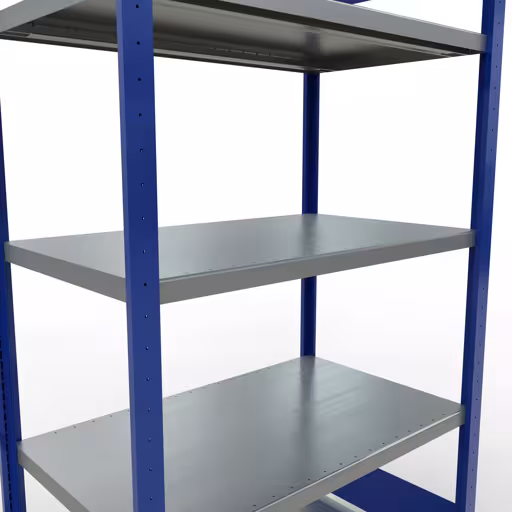 Figuur nr. 13 van het artikel basisrek, legbord, insteeksysteem MULTIplus330, 2000 x 1000 x 600 mm, 5 legborden, lengtestangen, RAL 5010 gentiaanblauw/verzinkt uit de insteeksysteem productgroep van Schulte Lagertechnik.