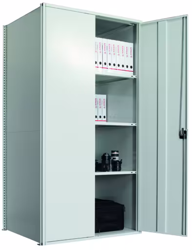 Vleugeldeurkast, basisplank 2000 x 1000 x 1000 mm, RAL 7035 lichtgrijs/gegalvaniseerd, 5 MULTIplus250 planken, zijwanden, achterwand, 1 draaideur met de GTIN 4058255035823 Vleugeldeurkast, basisplank 2000 x 1000 x 1000 mm, RAL 7035 lichtgrijs/gegalvaniseerd, 5 MULTIplus250 planken, zijwanden, achterwand, 1 draaideur van Schulte Lagertechnik met artikelnr. 12990-M6