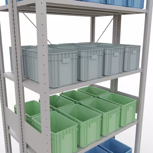 Afbeelding nr. 11 van het artikel basisplank, dubbele plank, legplank-insteeksysteem MULTIplus150, 3000 x 1000 x (2x600) mm, 2x7 legborden, kruisschoor, RAL 7035 lichtgrijs uit de productgroep legbordstellingen van Schulte Lagertechnik