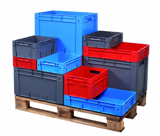 Eurostapelbak 420 x 400 x 600, rood, PP van Schulte Lagertechnik uit het plug-in systeem assortiment