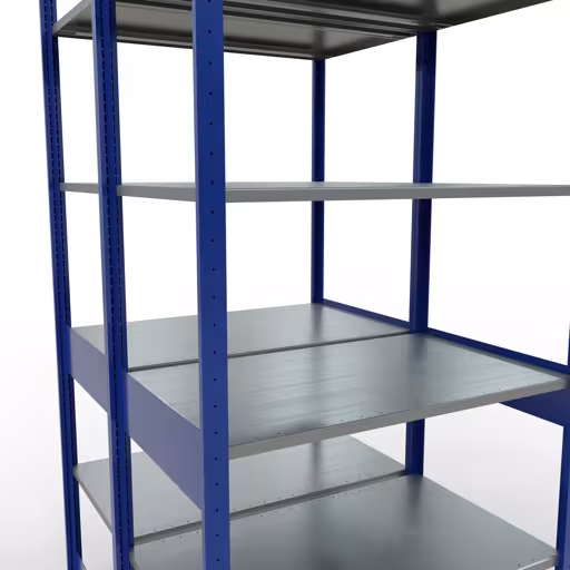 Basisplank, dubbele plank, legplank-insteeksysteem MULTIplus150, 2500 x 1000 x (2x600) mm, 2x6 legborden, lengtestangen, RAL 5010 gentiaanblauw van Schulte Lagertechnik met artikelnr. 33161-B