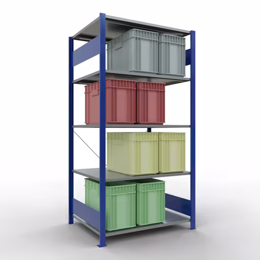 Basisplank, legbord, insteeksysteem MULTIplus150, 2000 x 1000 x 800 mm, 5 legborden, RAL 5010/verzinkt van Schulte Lagertechnik met artikelnr. 12580-B