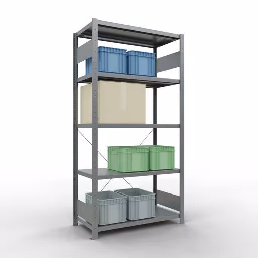 Figuur nr. 12 van het artikel basisrek, legplank, insteeksysteem MULTIplus330, 2000 x 1000 x 500 mm, 5 legborden, kruisschoor, verzinkt uit de insteeksysteem productgroep van Schulte Lagertechnik.