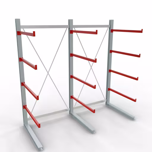 Afbeelding nr. 12 van artikel K 6000 complete stelling, eenzijdig, 3000 x 3000 x 1250 mm, RAL 7001 / RAL 3000, 5 opslagniveaus uit de productgroep draagarmstellingen van Schulte Lagertechnik