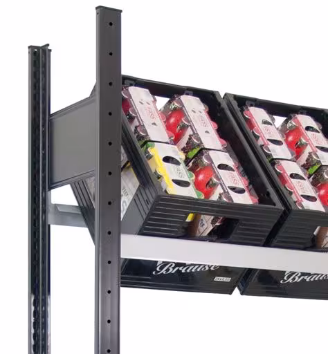 Basisplank, krattenrek 1800 x 1000 x 300 mm, zwart/zilver, 3 niveaus voor 9 drankkratten van Schulte Lagertechnik uit het assortiment schappenplanken