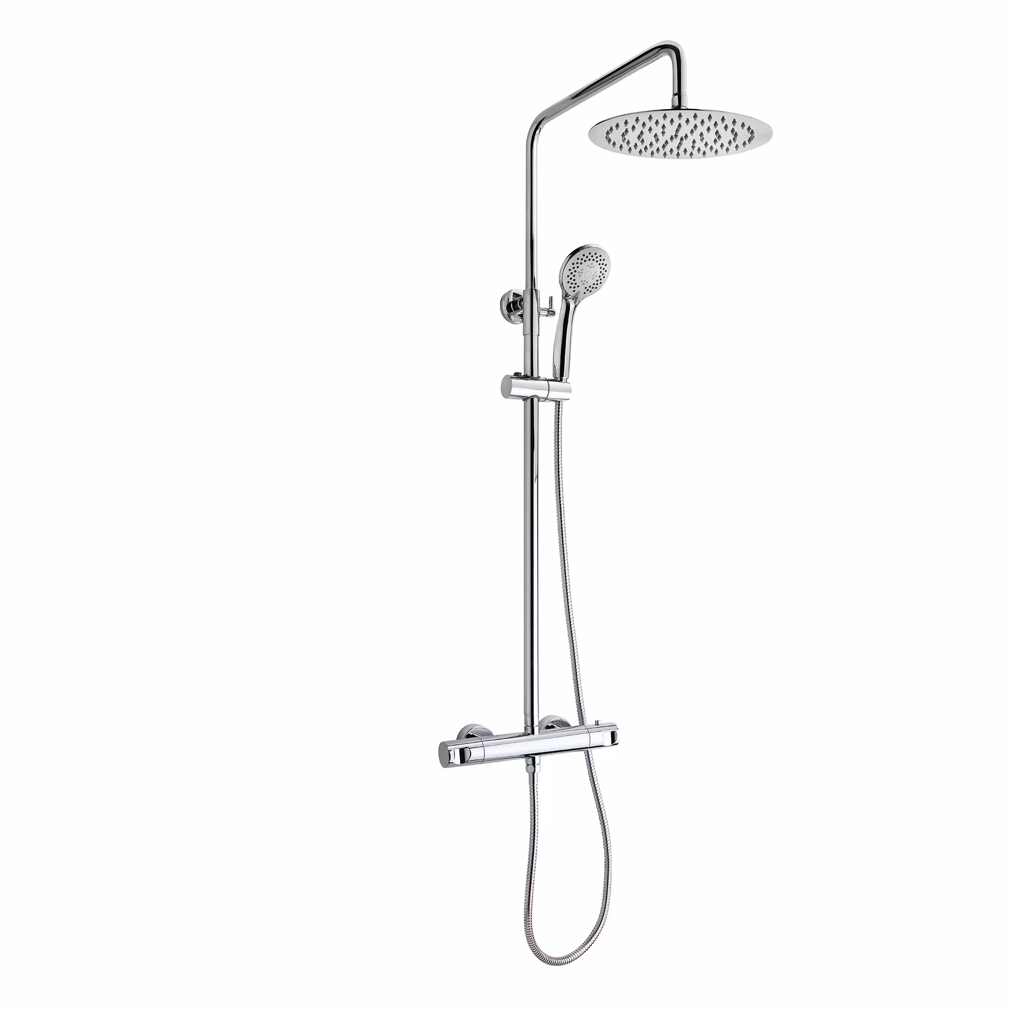 Thermostatische mengkraan complete set inclusief hoofd- en handdouche, douchesets/systemen/accessoires, art.nr. 1045091